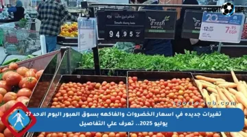 تغيرات جديدة في أسعار الخضروات والفاكهة بسوق العبور اليوم الأحد 27 يوليو 2025.. تعرف على التفاصيل